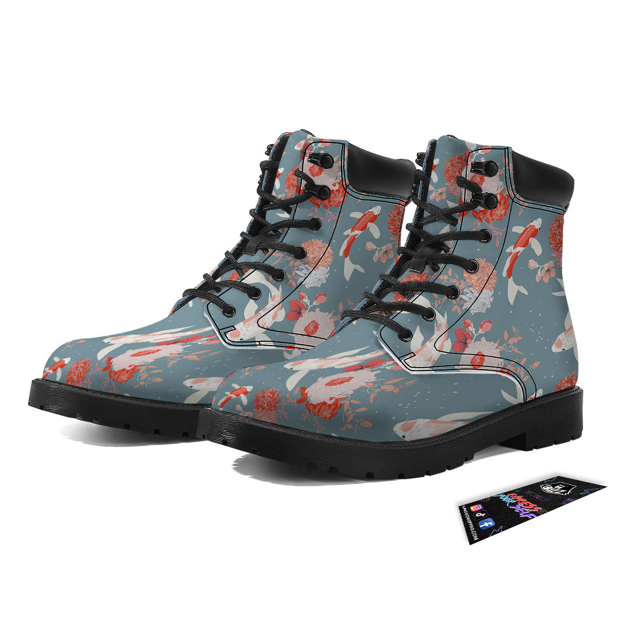 Chrysanthemum And Koi Carp Print Pattern Boots-grizzshop