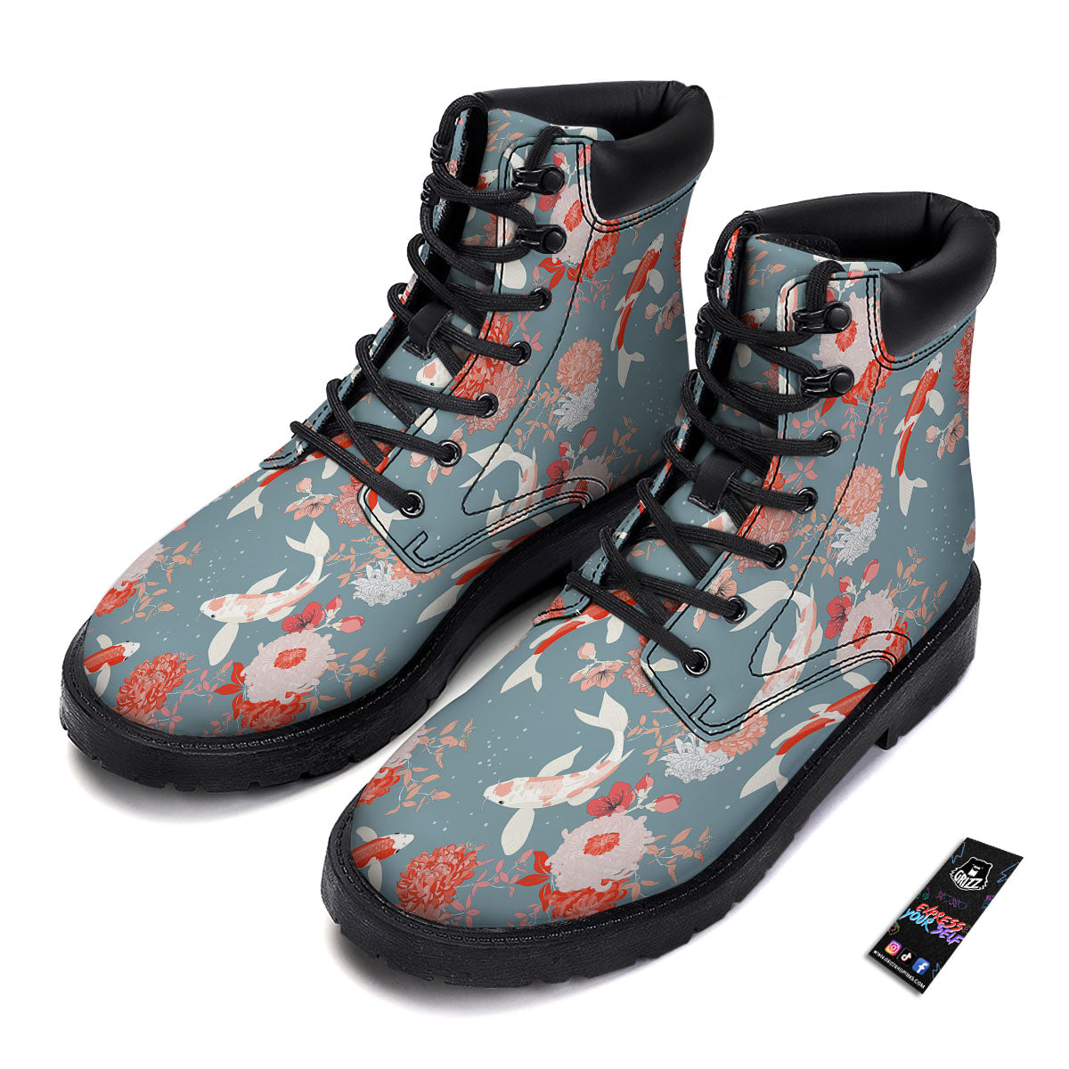 Chrysanthemum And Koi Carp Print Pattern Boots-grizzshop