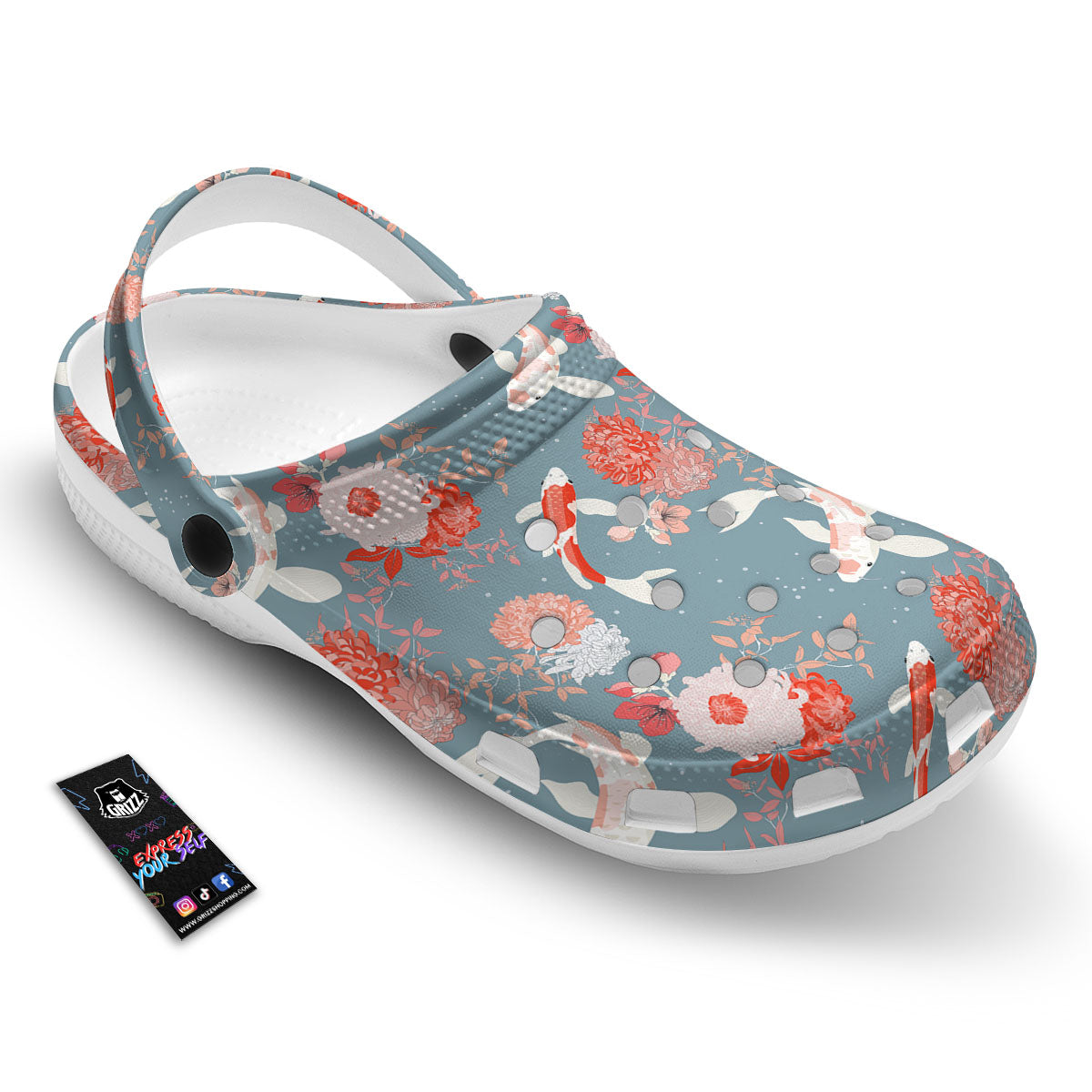 Chrysanthemum And Koi Carp Print Pattern Clog-grizzshop