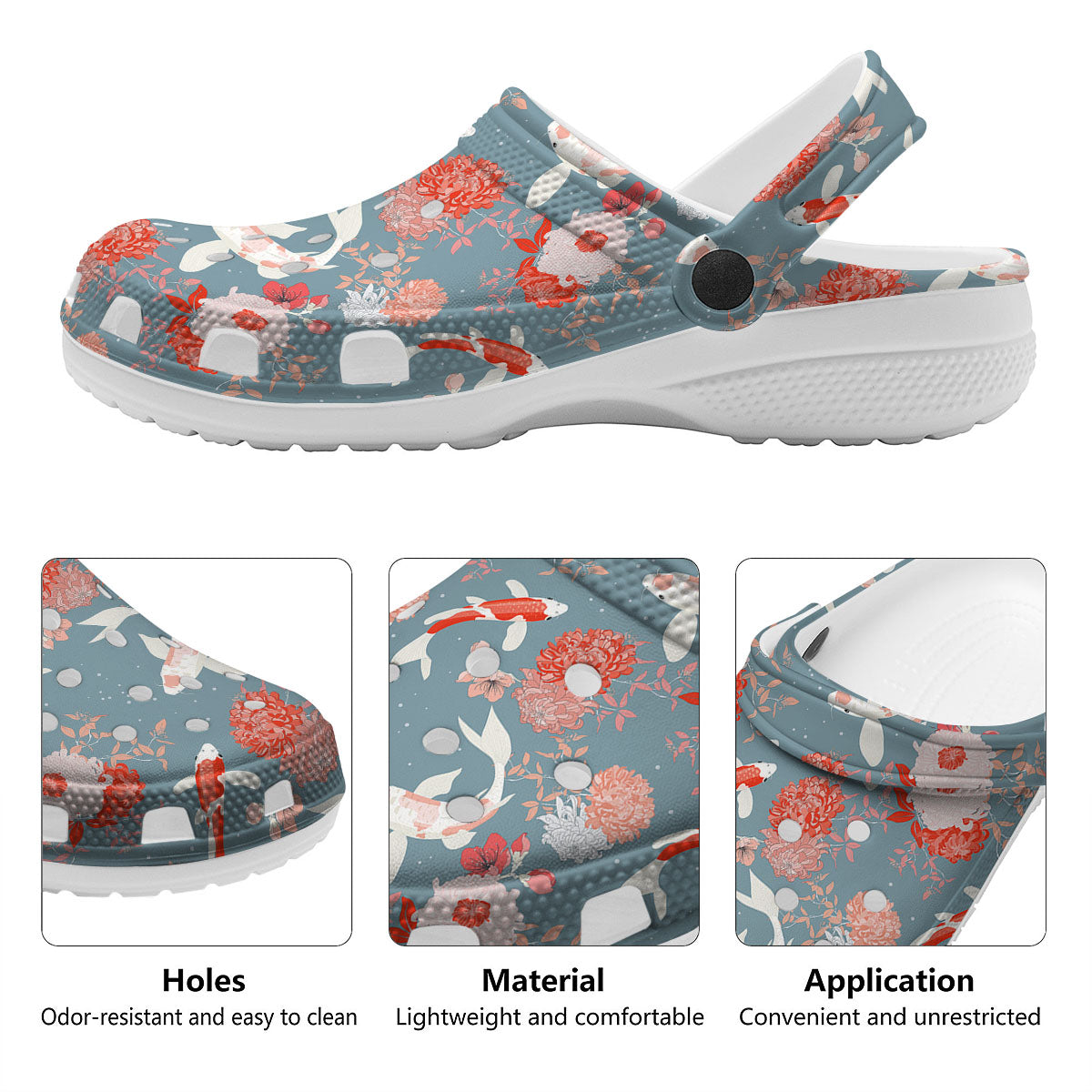 Chrysanthemum And Koi Carp Print Pattern Clog-grizzshop