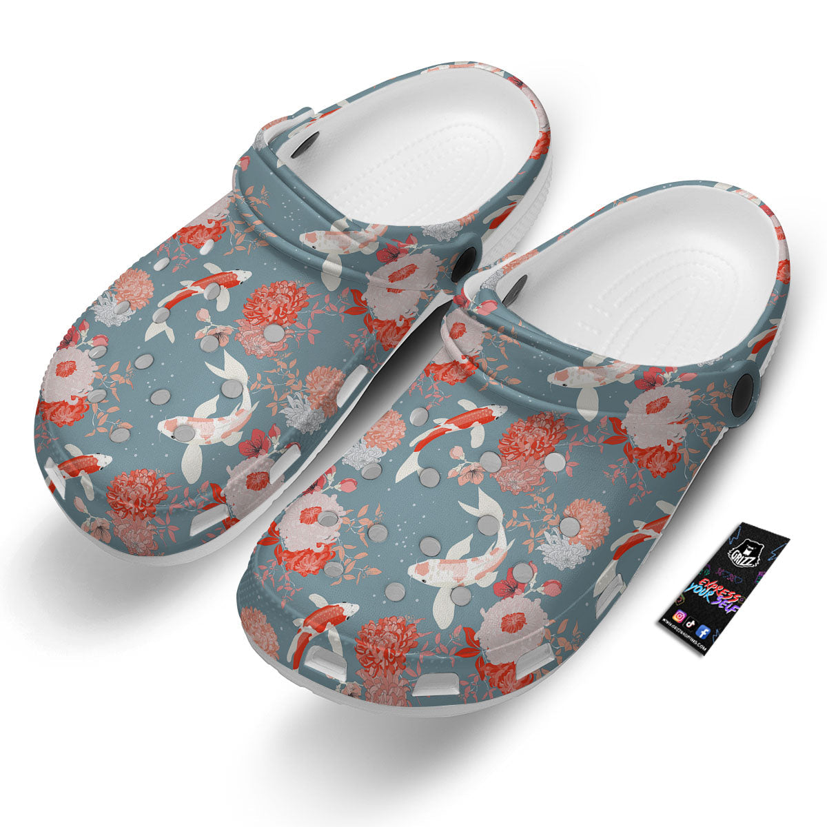 Chrysanthemum And Koi Carp Print Pattern Clog-grizzshop