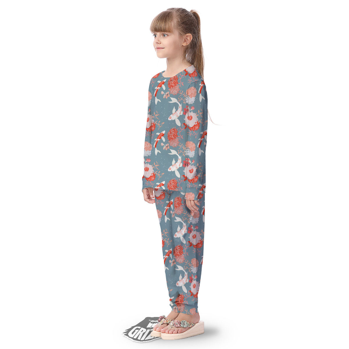 Chrysanthemum And Koi Carp Print Pattern Kid's Pajamas-grizzshop