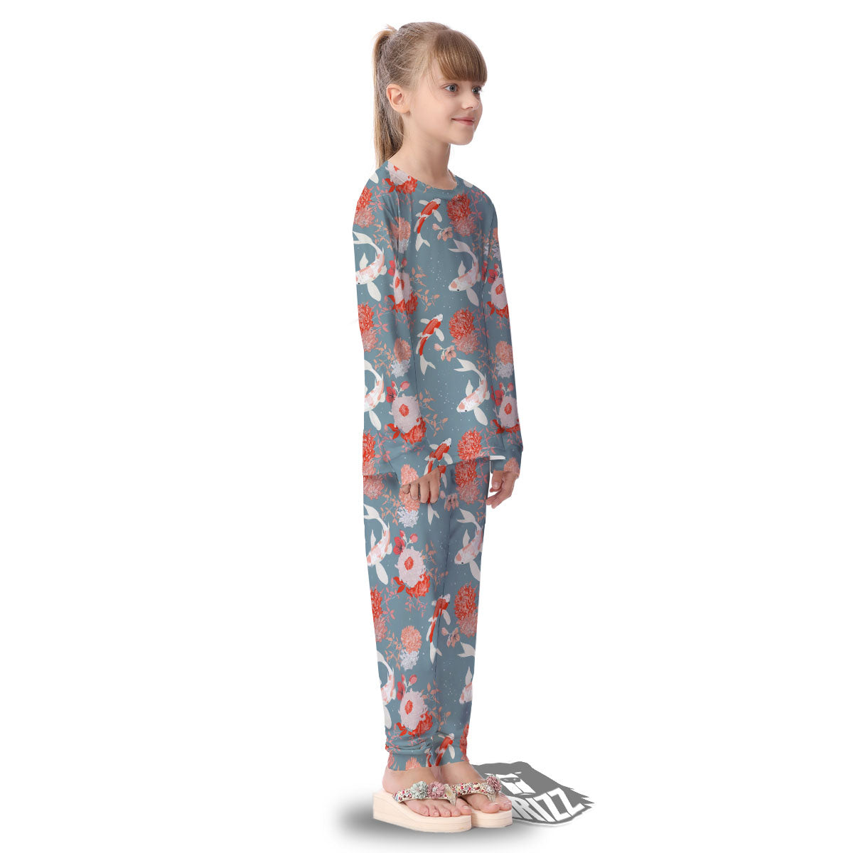 Chrysanthemum And Koi Carp Print Pattern Kid's Pajamas-grizzshop
