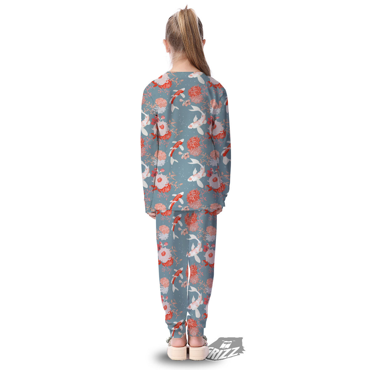 Chrysanthemum And Koi Carp Print Pattern Kid's Pajamas-grizzshop