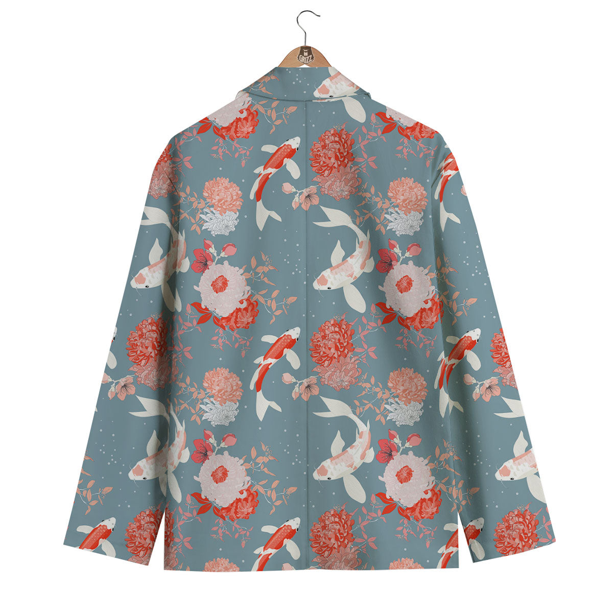Chrysanthemum And Koi Carp Print Pattern Men's Blazer-grizzshop