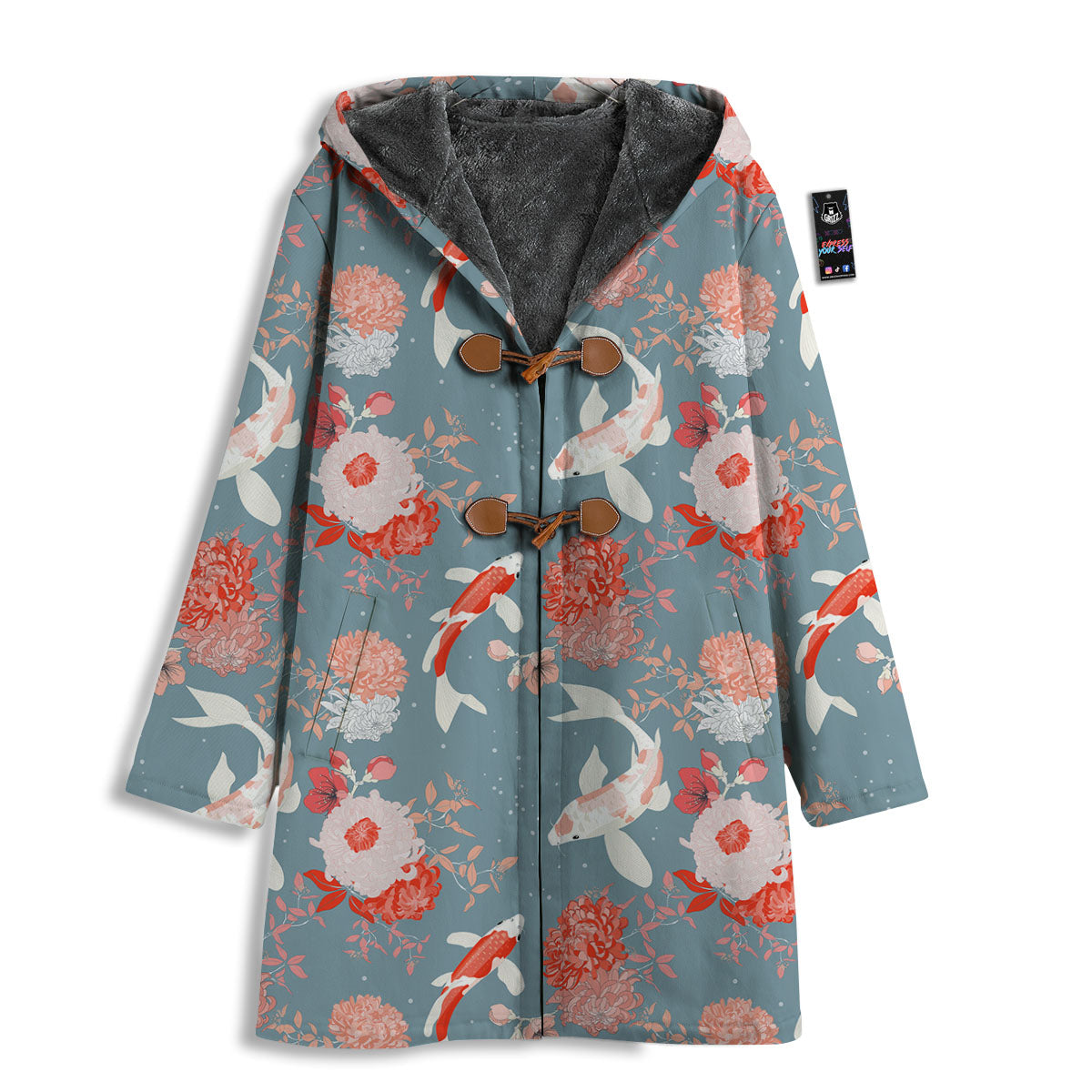 Chrysanthemum And Koi Carp Print Pattern Men's Windbreaker Jacket-grizzshop