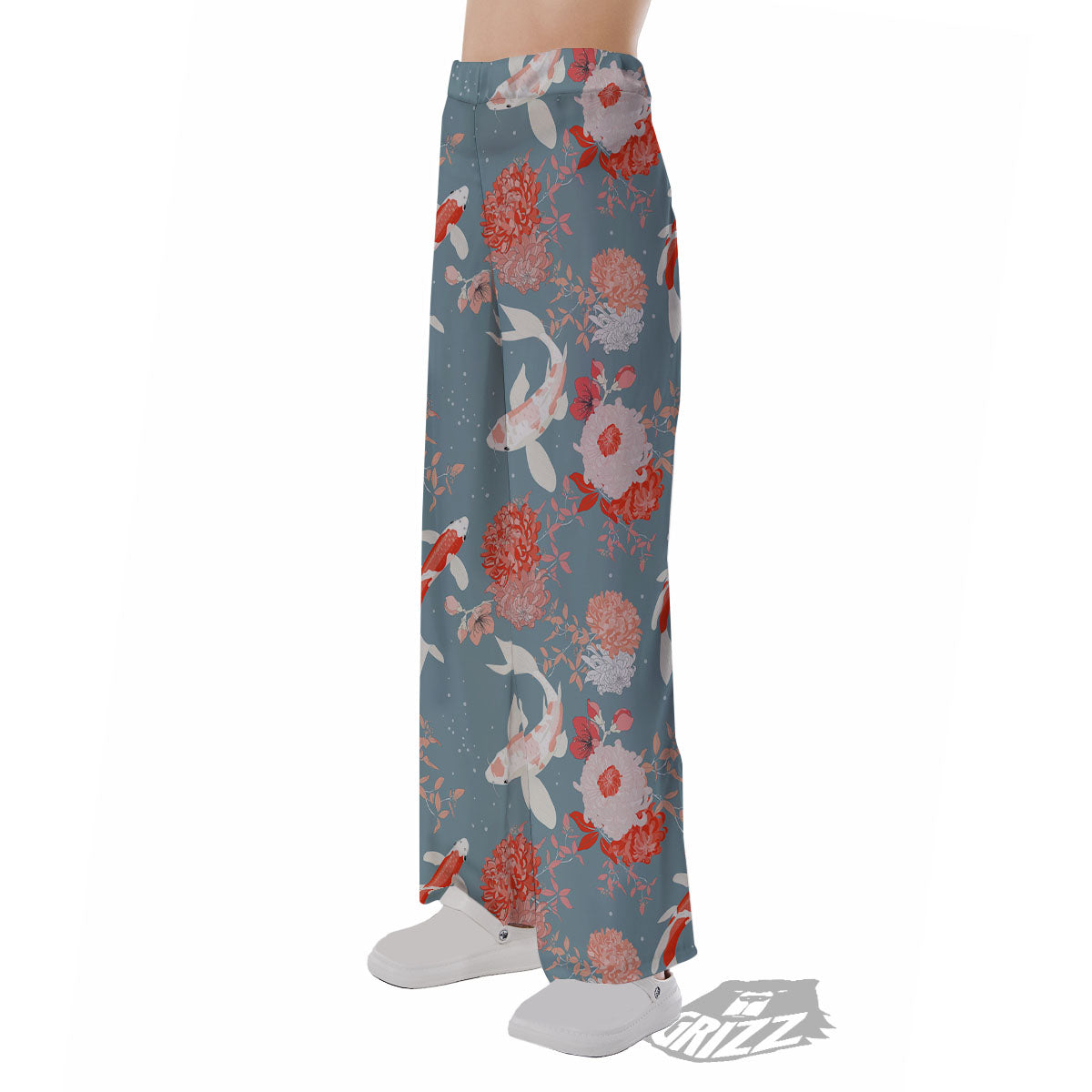 Chrysanthemum And Koi Carp Print Pattern Pajama Pants-grizzshop