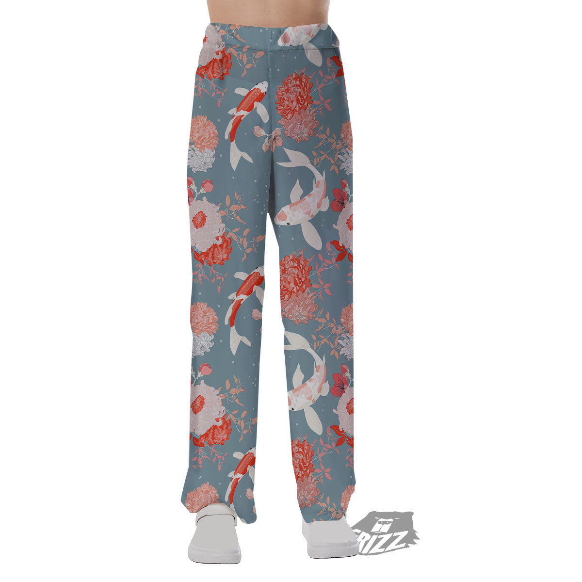 Chrysanthemum And Koi Carp Print Pattern Pajama Pants-grizzshop