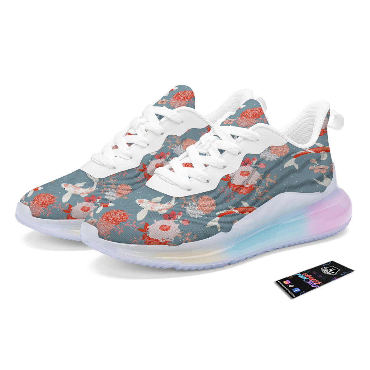 Chrysanthemum And Koi Carp Print Pattern Running Sneakers-grizzshop