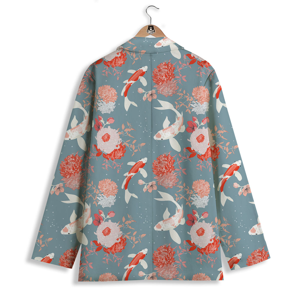 Chrysanthemum And Koi Carp Print Pattern Women's Blazer-grizzshop