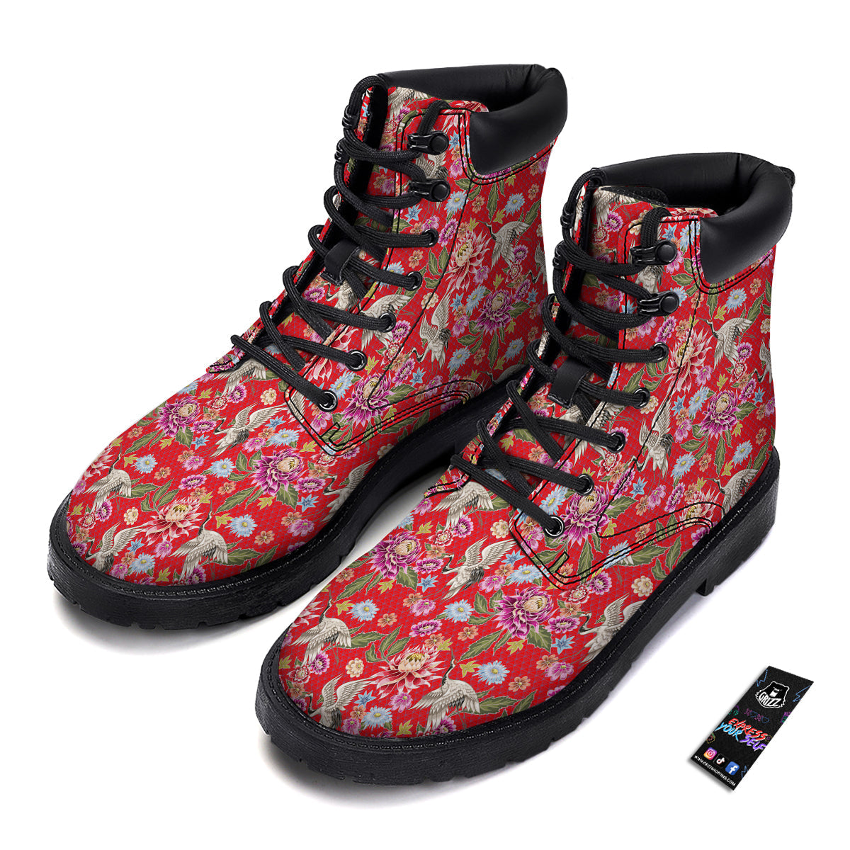 Chrysanthemum Art Print Pattern Boots-grizzshop
