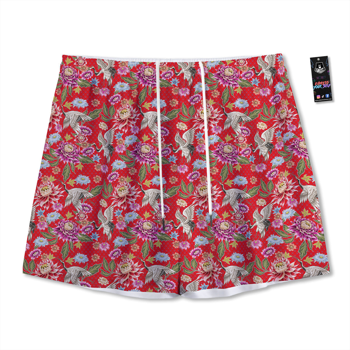 Druidic Yggdrasil Tree Print Mesh Shorts