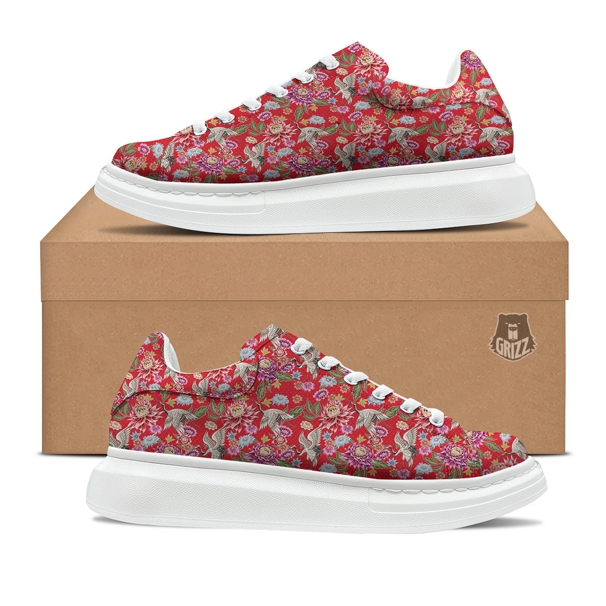 Chrysanthemum Art Print Pattern Platform Shoes-grizzshop
