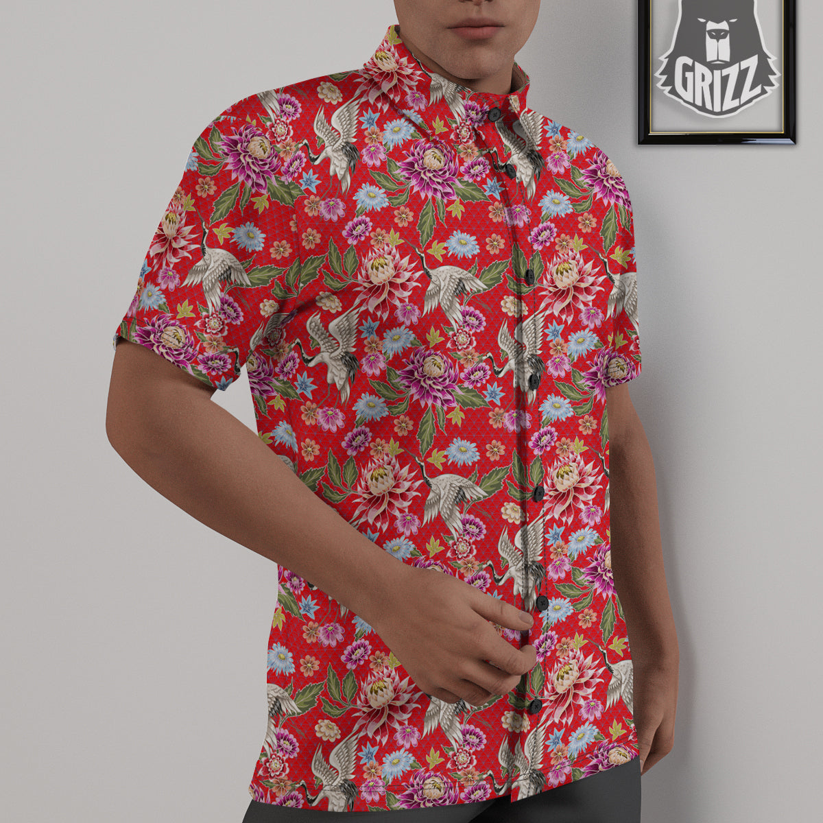 Chrysanthemum Art Print Pattern Untucked Shirts-grizzshop