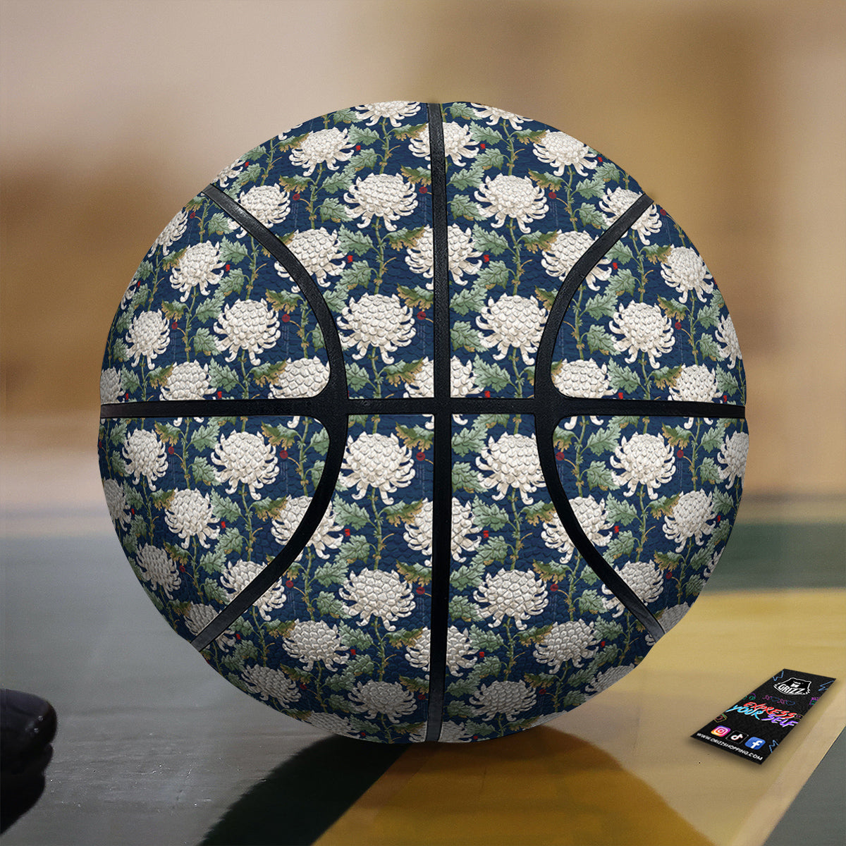 Chrysanthemum Flower Print Basketball-grizzshop