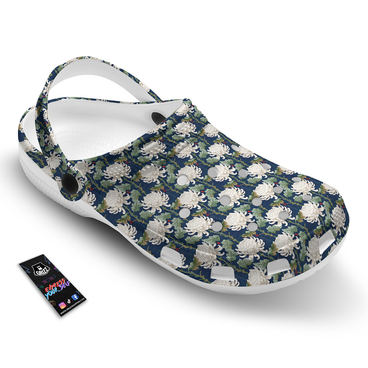 Chrysanthemum Flower Print Clog-grizzshop