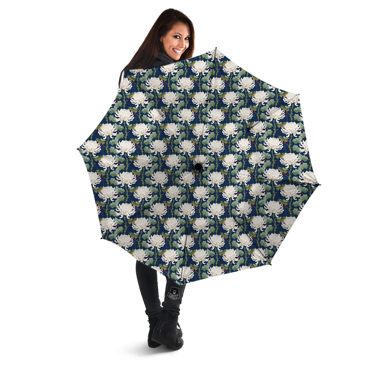 Chrysanthemum Flower Print Umbrella-grizzshop