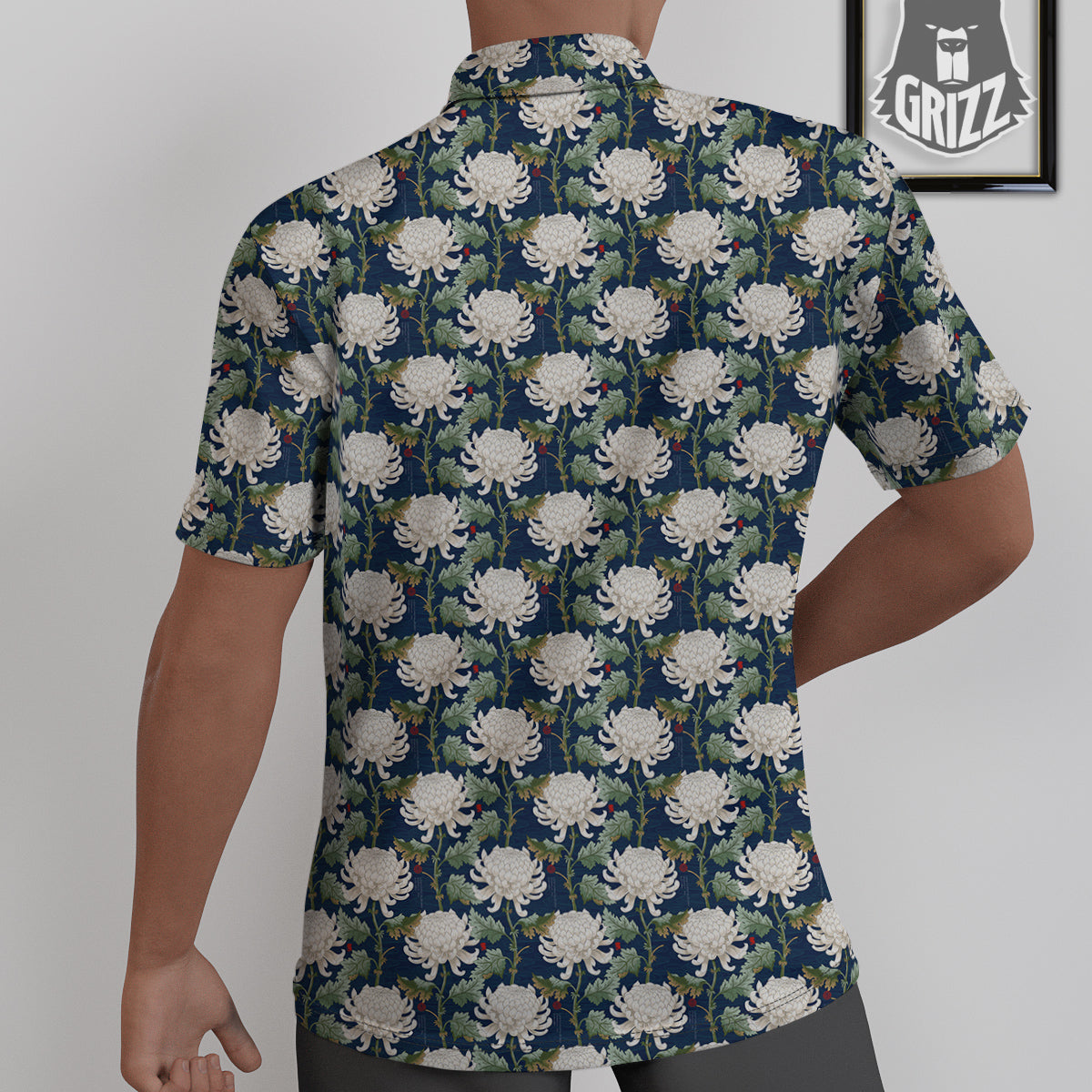 Chrysanthemum Flower Print Untucked Shirts-grizzshop