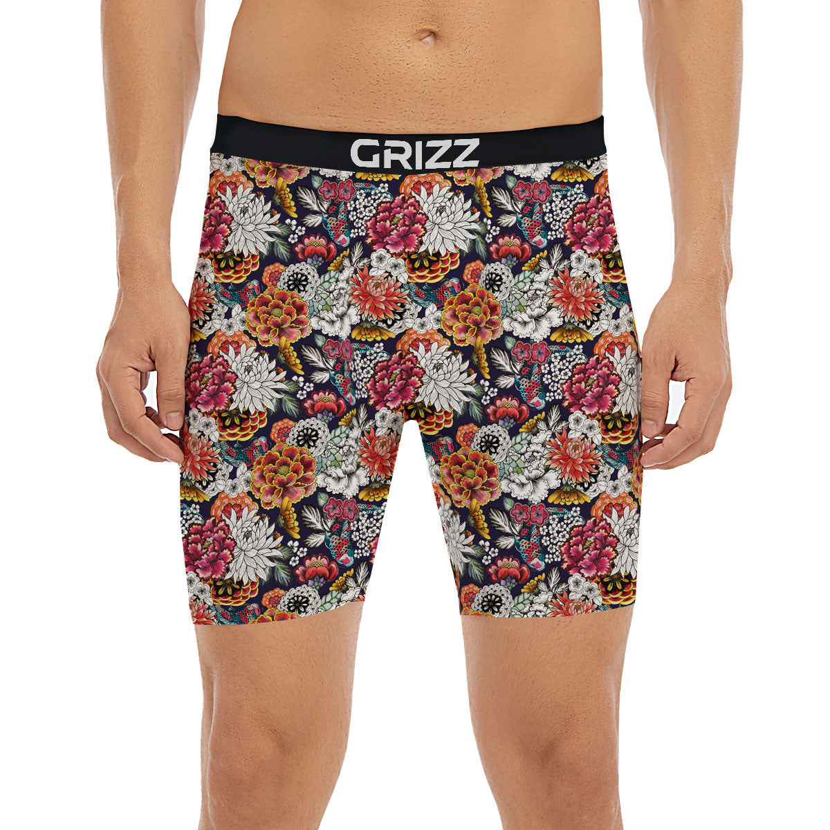 Chrysanthemum Japanese Print Pattern Boxer Briefs-grizzshop