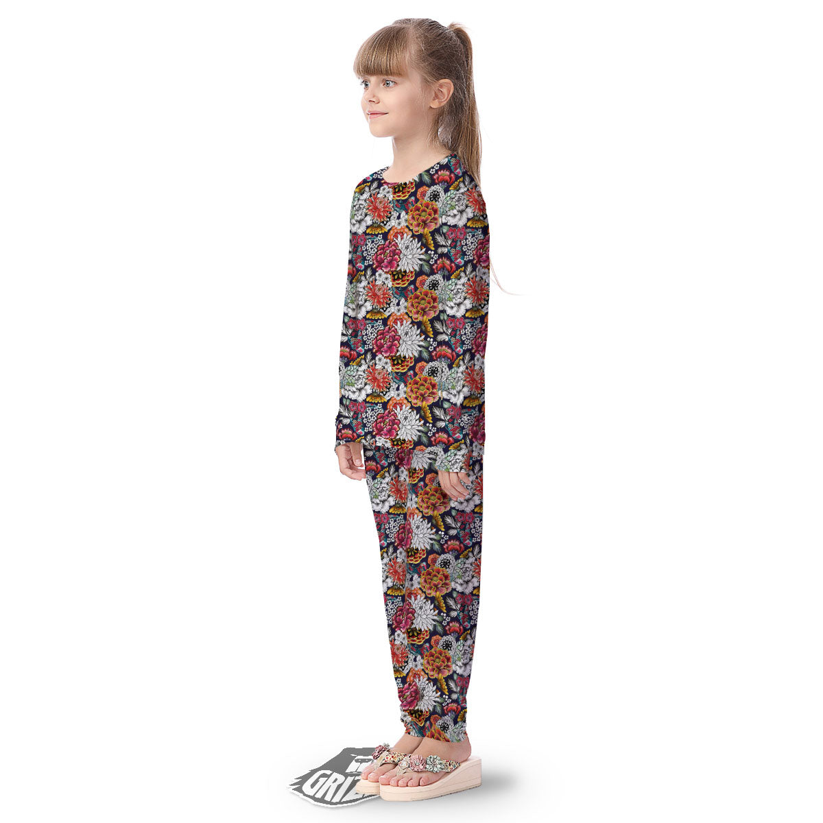 Chrysanthemum Japanese Print Pattern Kid's Pajamas-grizzshop