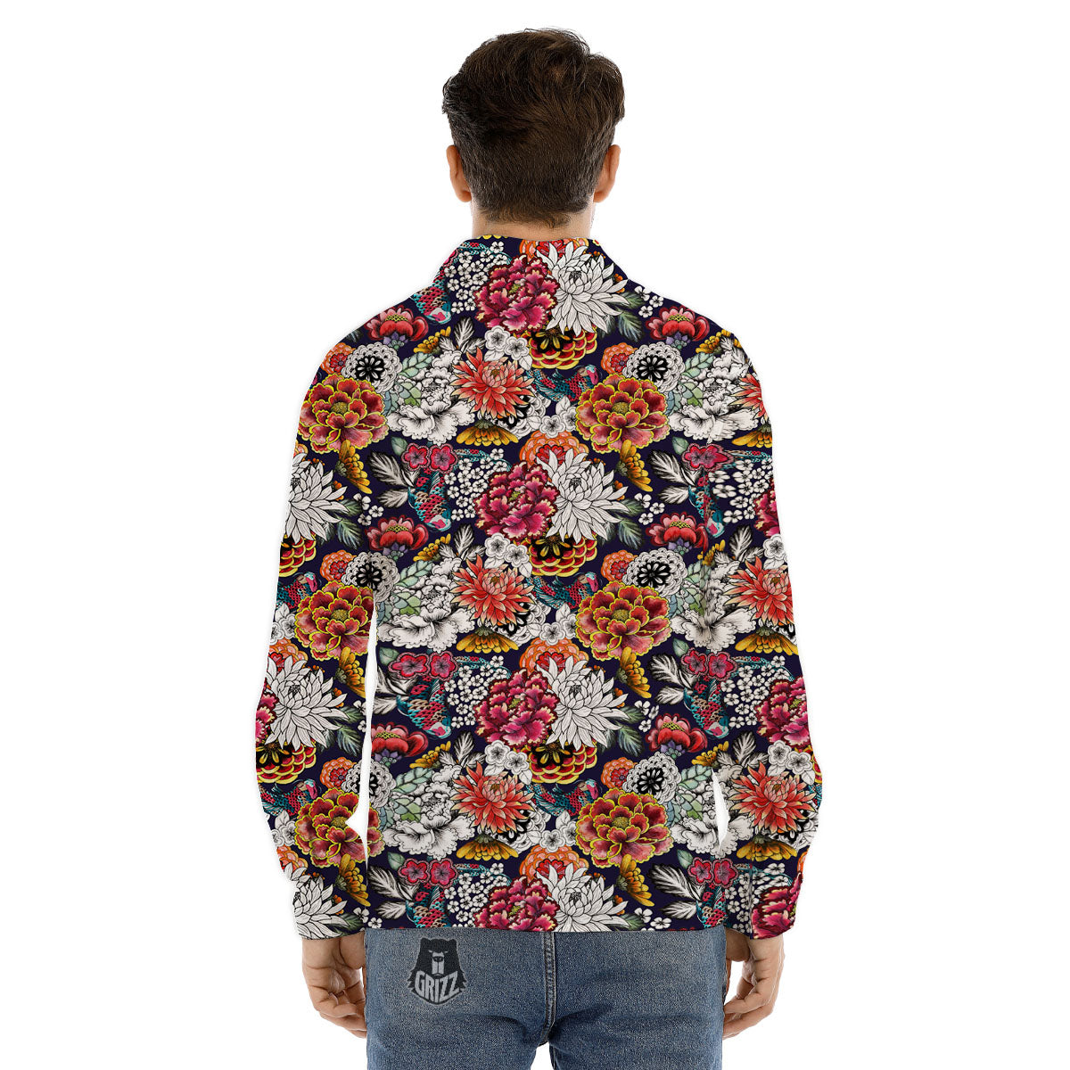 Chrysanthemum Japanese Print Pattern Men's Dress Shirts-grizzshop