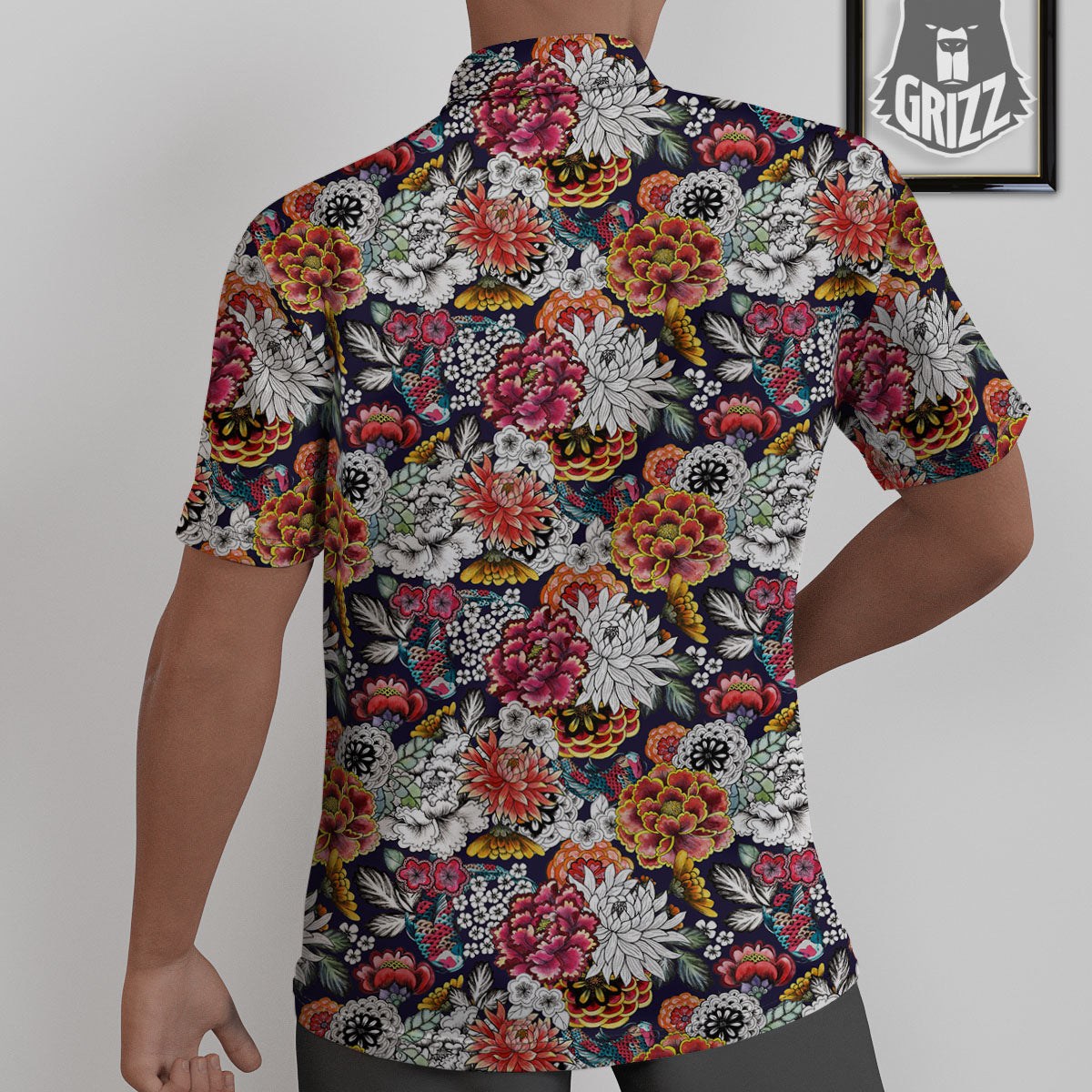 Chrysanthemum Japanese Print Pattern Untucked Shirts-grizzshop