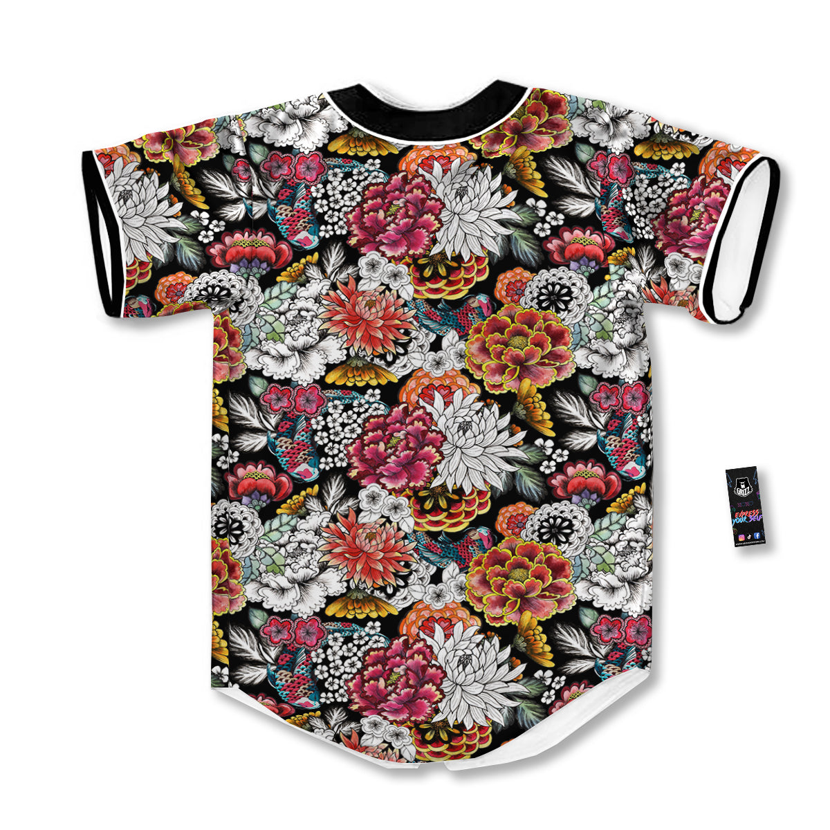Chrysanthemum Watercolor Print Baseball Jersey-grizzshop