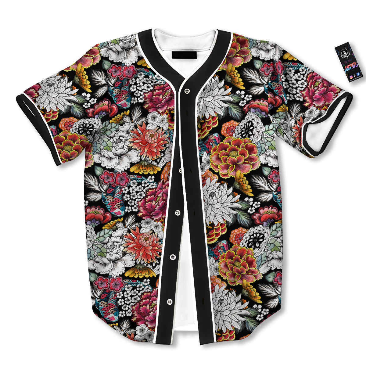 Chrysanthemum Watercolor Print Baseball Jersey-grizzshop