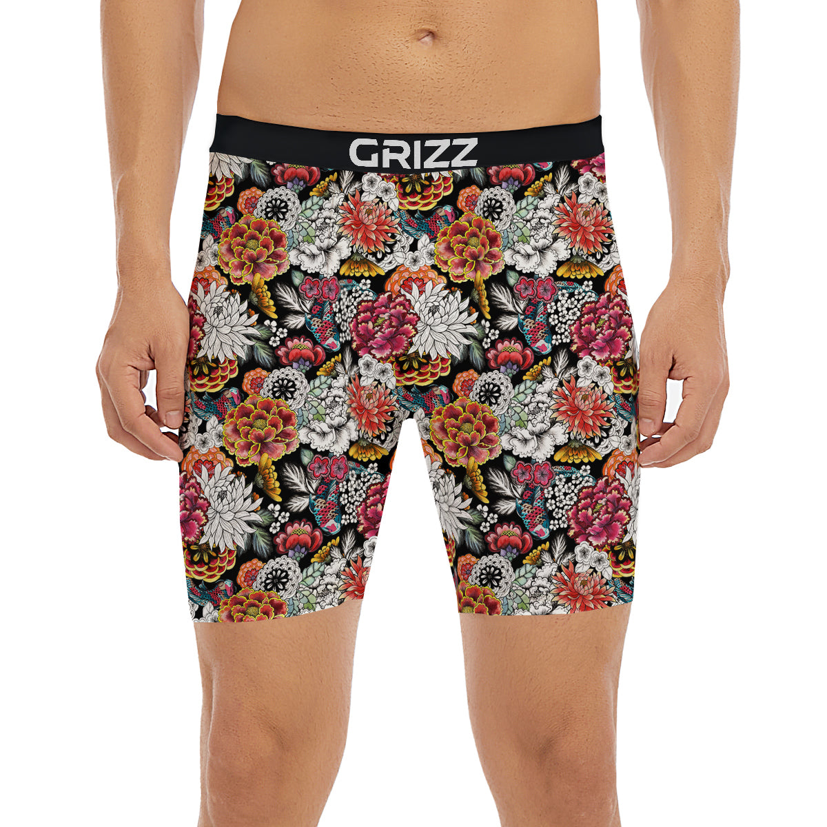 Chrysanthemum Watercolor Print Boxer Briefs-grizzshop