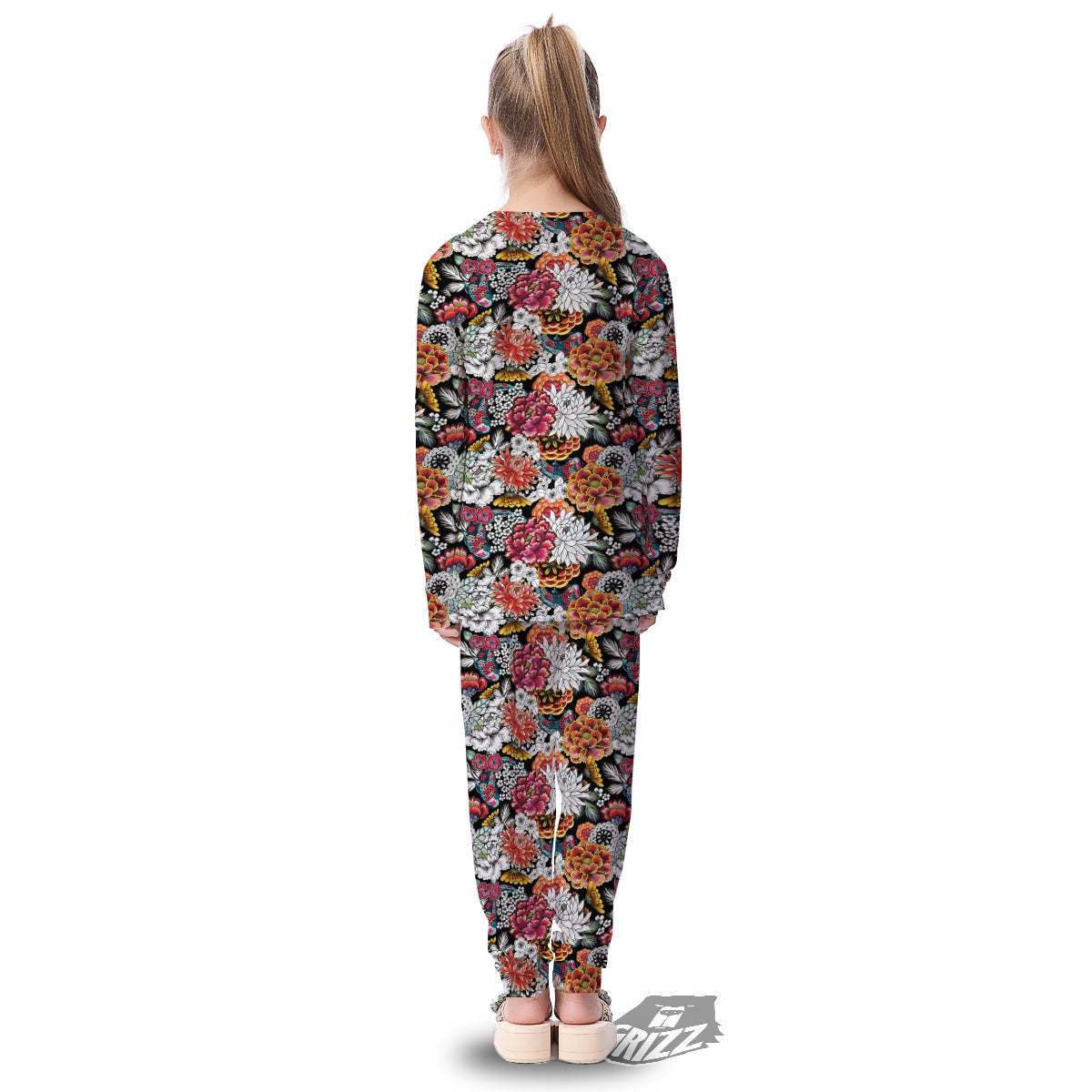 Chrysanthemum Watercolor Print Kid's Pajamas-grizzshop