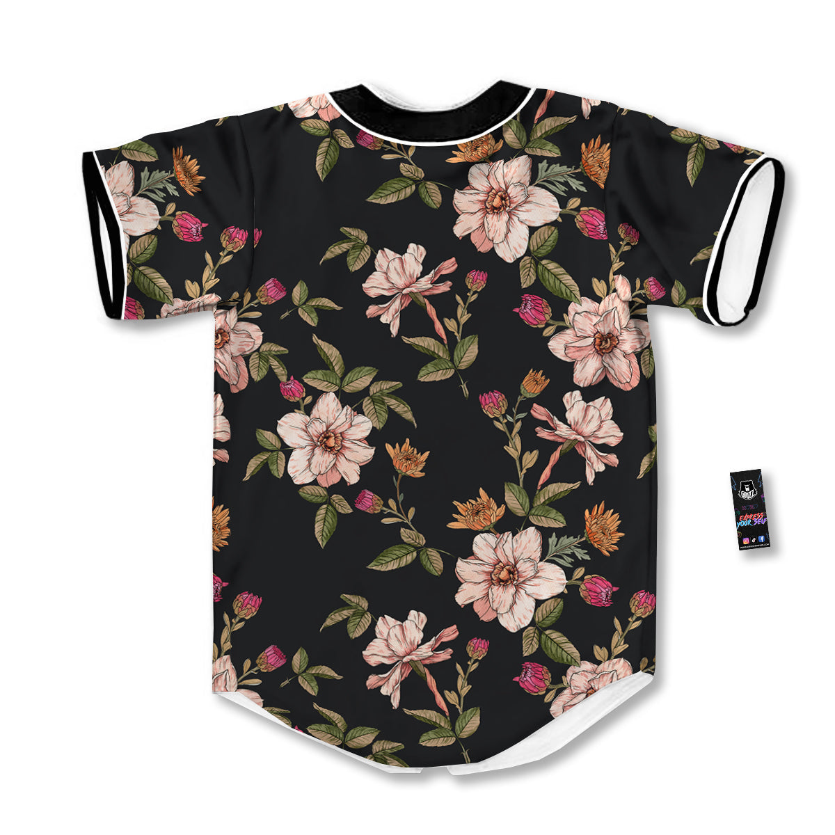 Chrysanthemum Watercolor Print Pattern Baseball Jersey-grizzshop