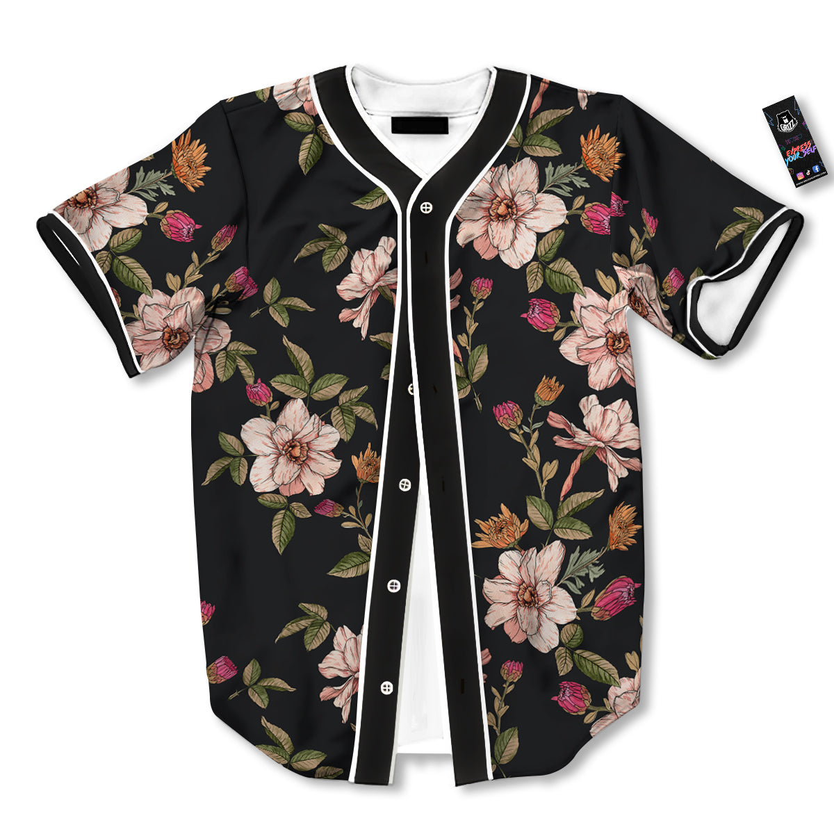 Chrysanthemum Watercolor Print Pattern Baseball Jersey-grizzshop