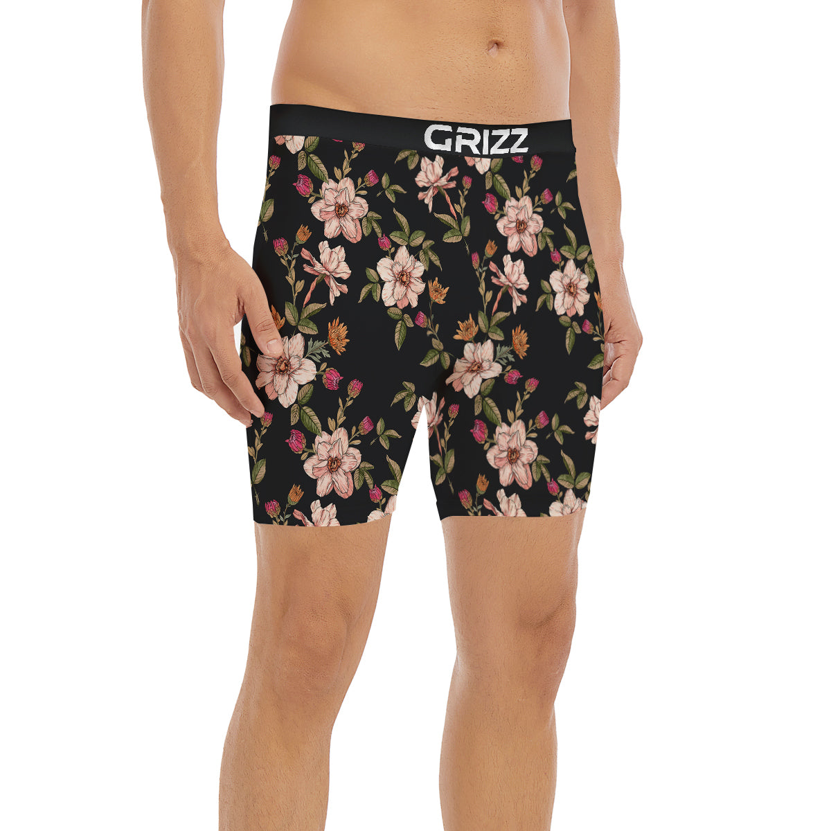 Chrysanthemum Watercolor Print Pattern Boxer Briefs-grizzshop