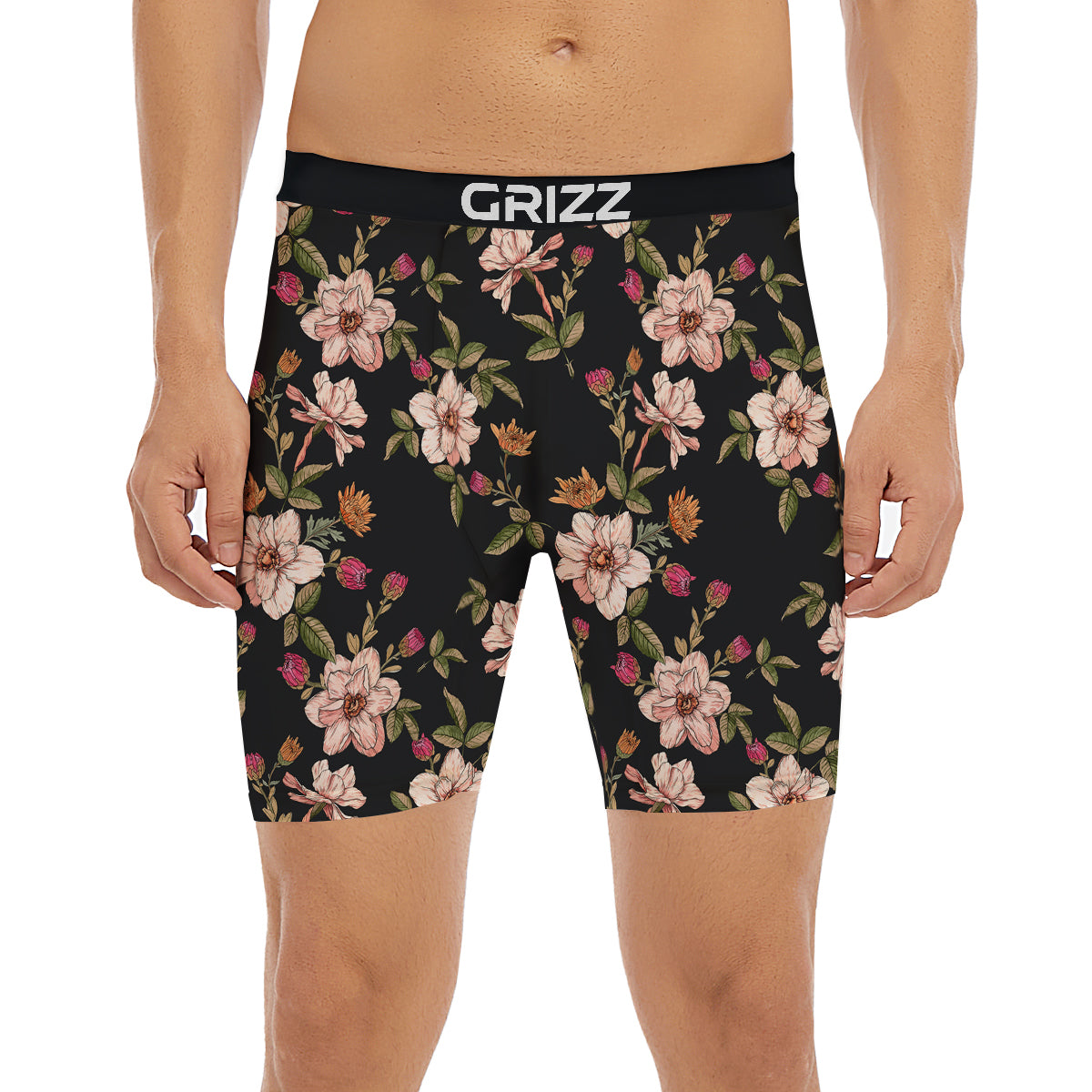 Chrysanthemum Watercolor Print Pattern Boxer Briefs-grizzshop