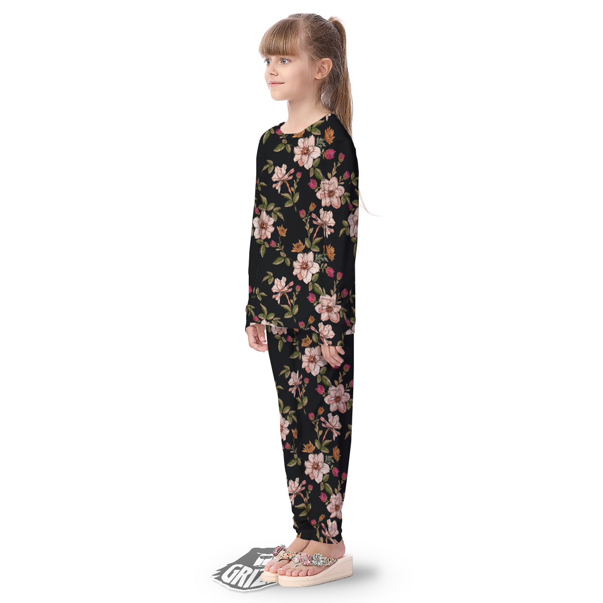 Chrysanthemum Watercolor Print Pattern Kid's Pajamas-grizzshop