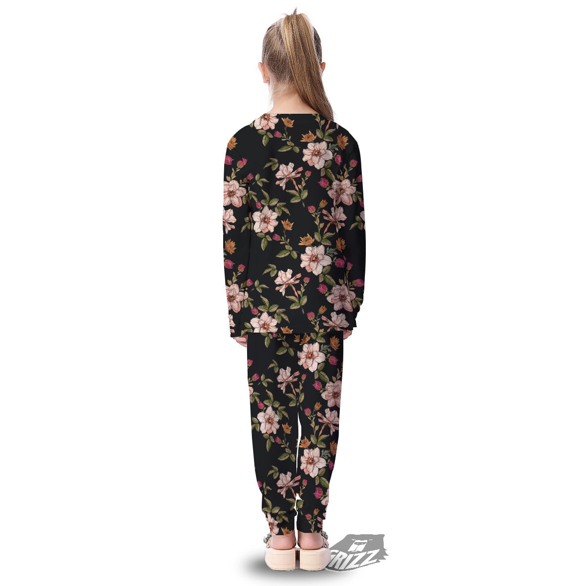 Chrysanthemum Watercolor Print Pattern Kid's Pajamas-grizzshop