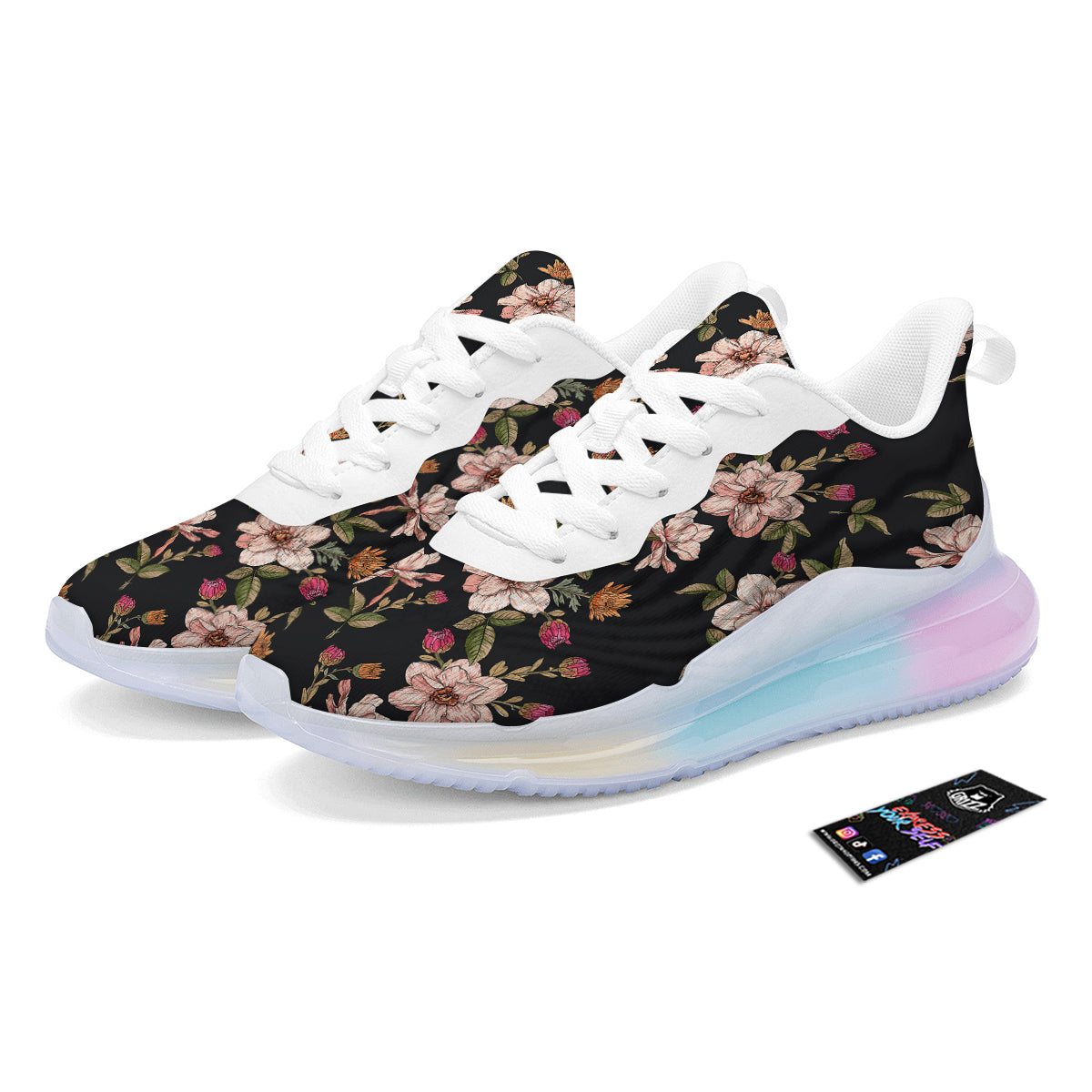 Chrysanthemum Watercolor Print Pattern Running Sneakers-grizzshop