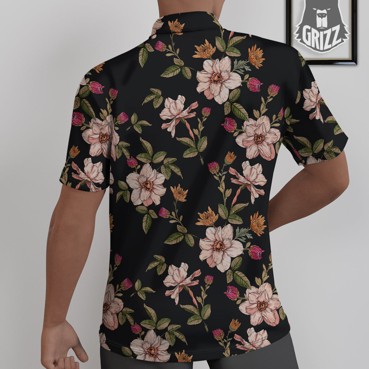Chrysanthemum Watercolor Print Pattern Untucked Shirts-grizzshop