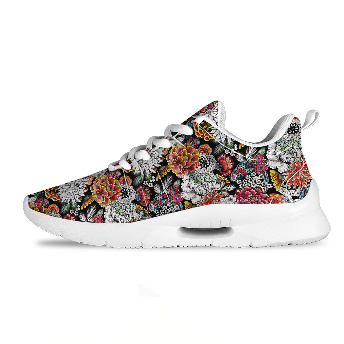Chrysanthemum Watercolor Print Tennis Shoes-grizzshop