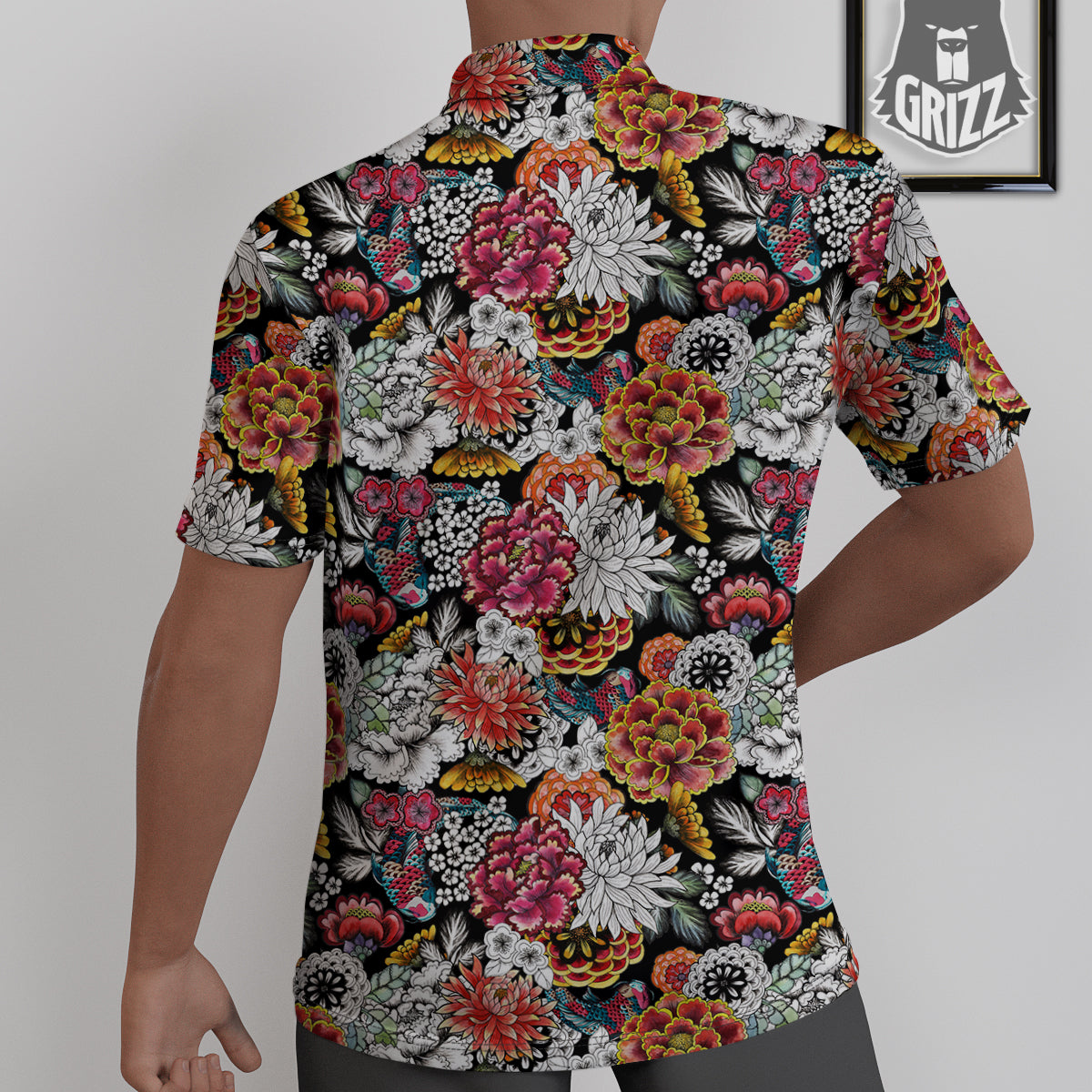 Chrysanthemum Watercolor Print Untucked Shirts-grizzshop