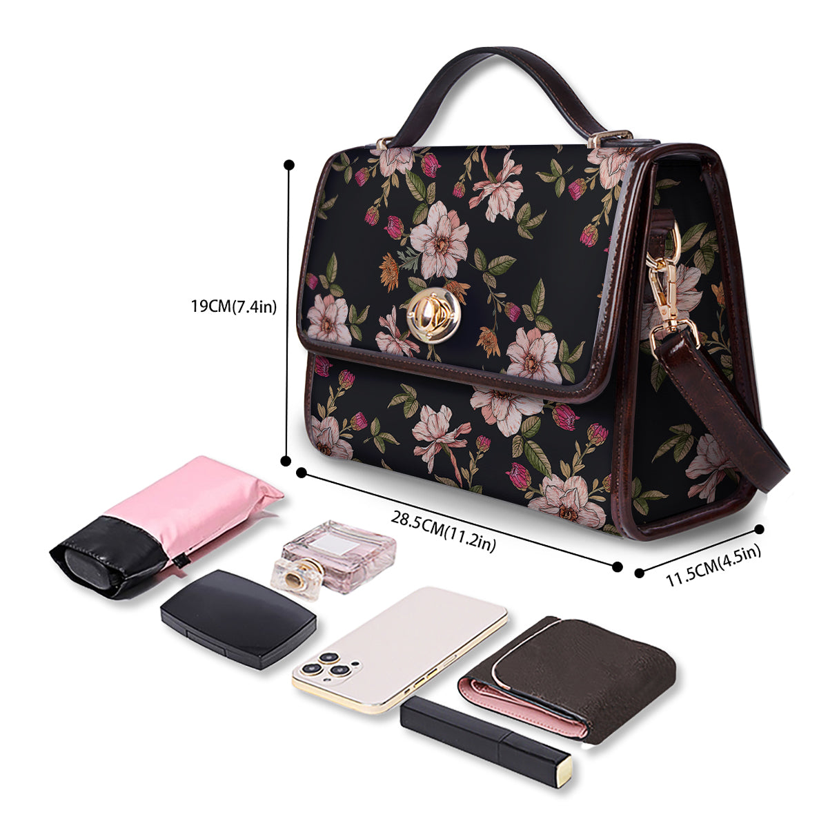 Chrysanthemum Watercolor Print Pattern Women's Satchel Bag
