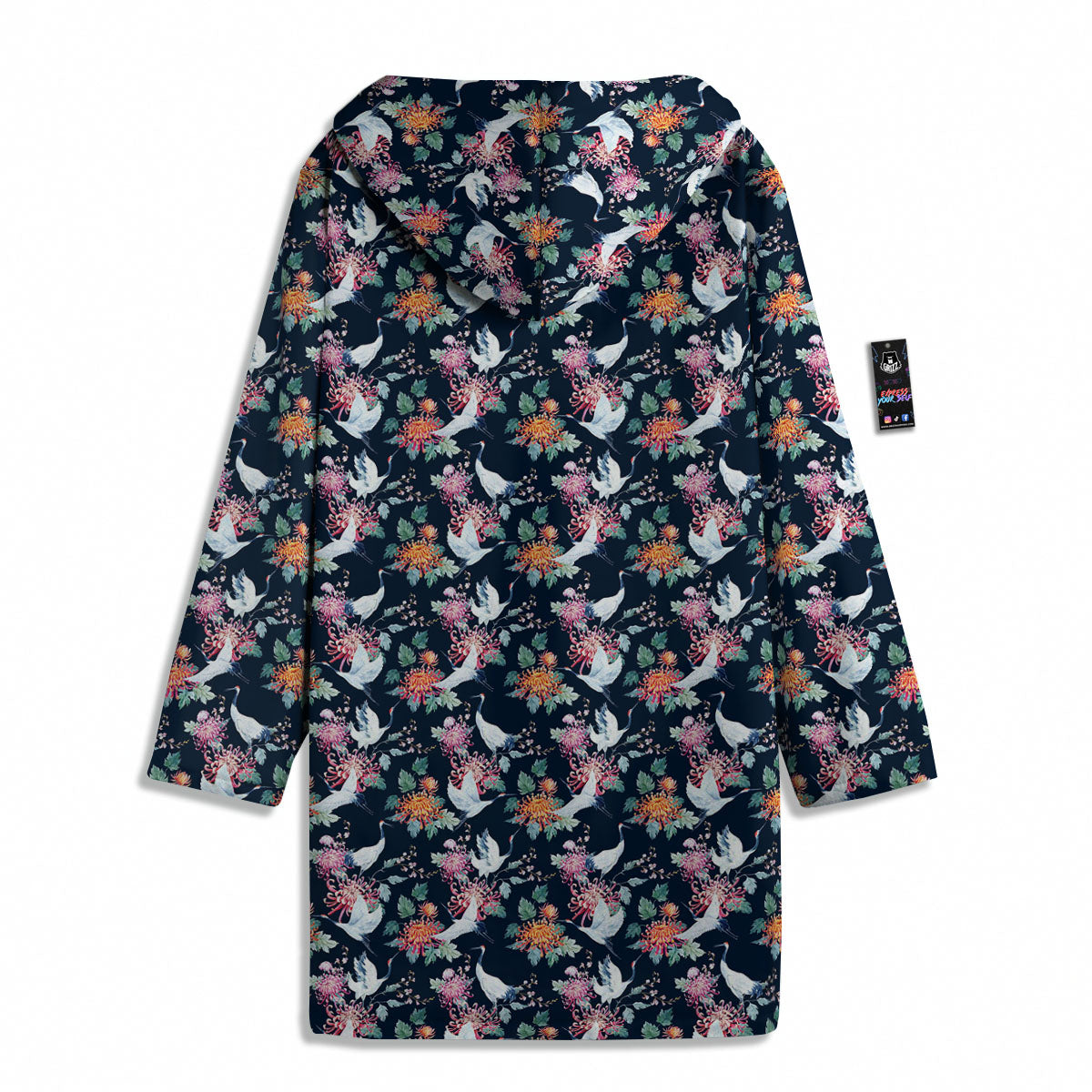 Chrysanthemums And Japanese Cranes Print Men's Windbreaker Jacket-grizzshop