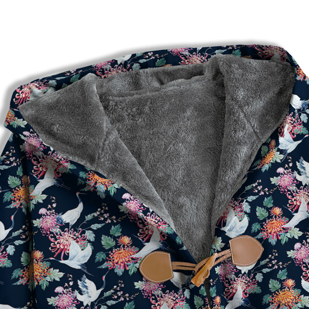 Chrysanthemums And Japanese Cranes Print Men's Windbreaker Jacket-grizzshop