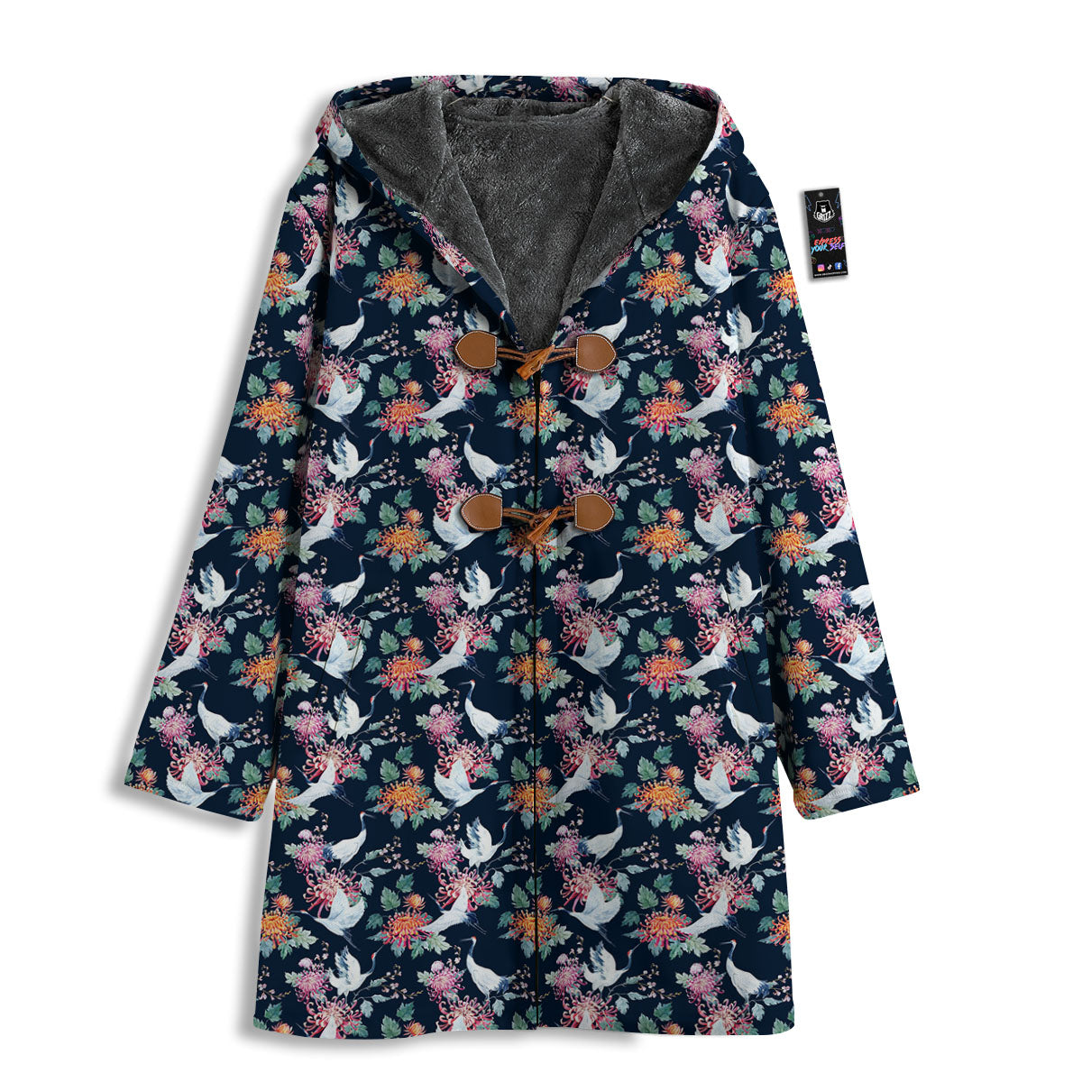 Chrysanthemums And Japanese Cranes Print Men's Windbreaker Jacket-grizzshop