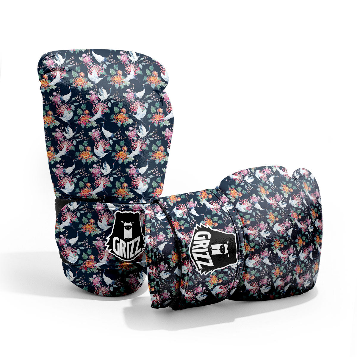Chrysanthemums And Japanese Cranes Print Pro Boxing Glove