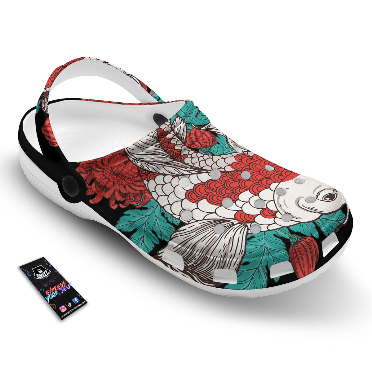 Chrysanthemums And Japanese Koi Print Clog-grizzshop
