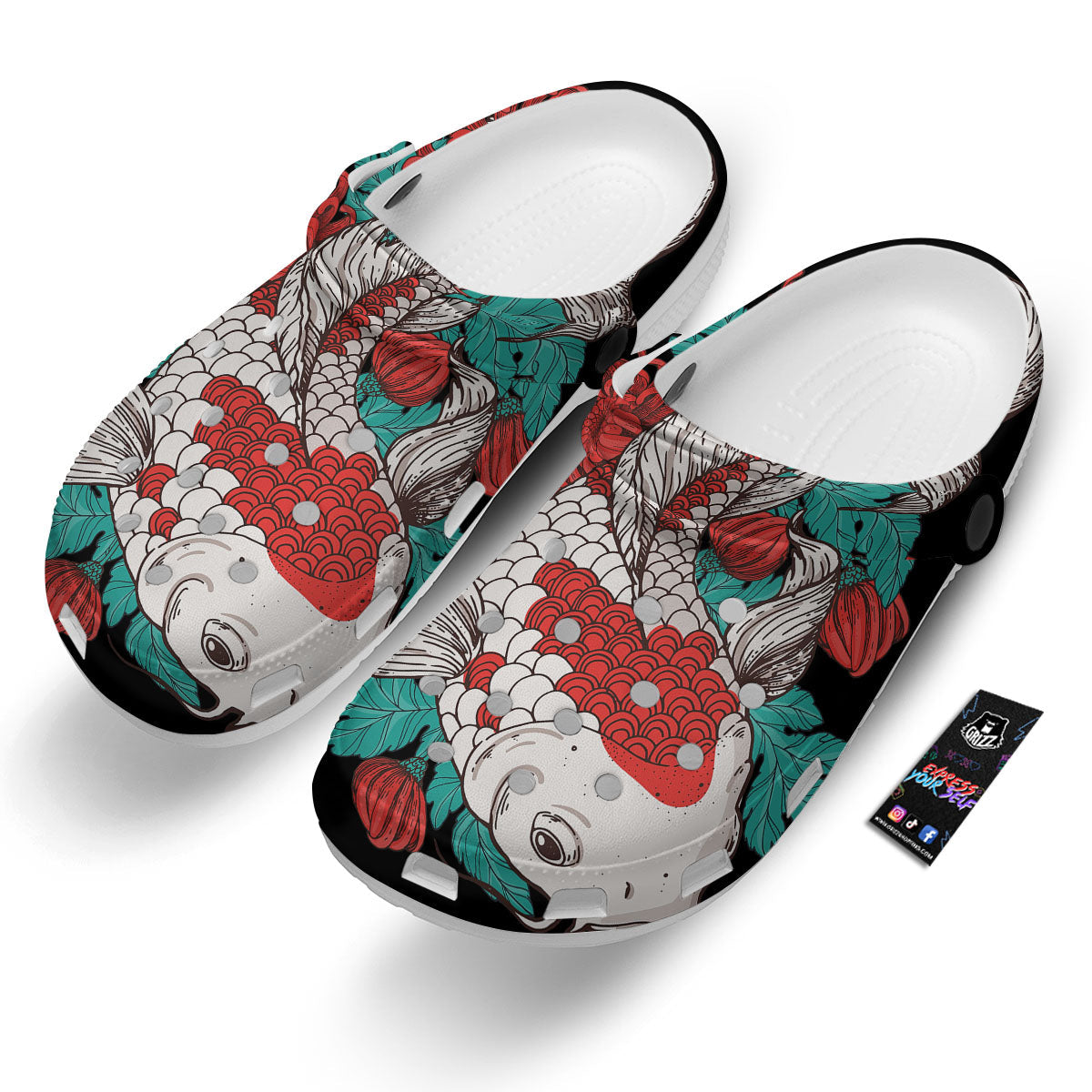 Chrysanthemums And Japanese Koi Print Clog-grizzshop