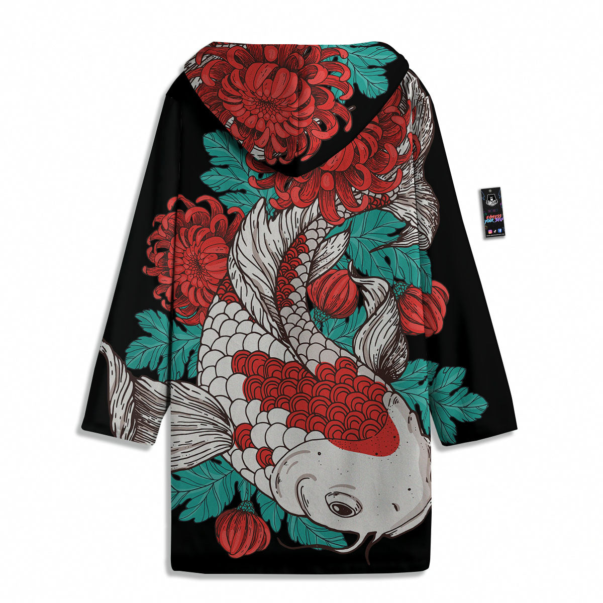 Chrysanthemums And Japanese Koi Print Men's Windbreaker Jacket-grizzshop