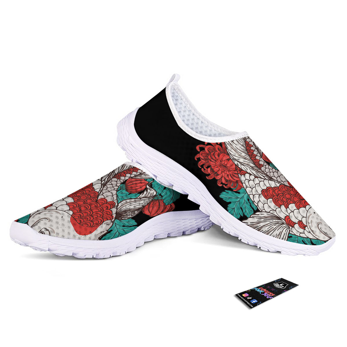 Chrysanthemums And Japanese Koi Print Nurse Shoes-grizzshop