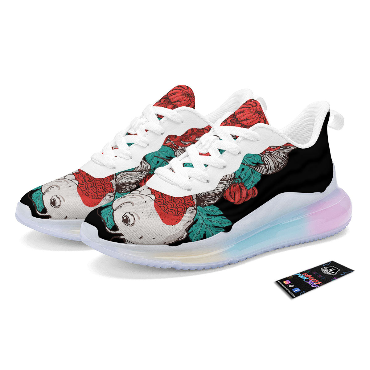 Chrysanthemums And Japanese Koi Print Running Sneakers-grizzshop